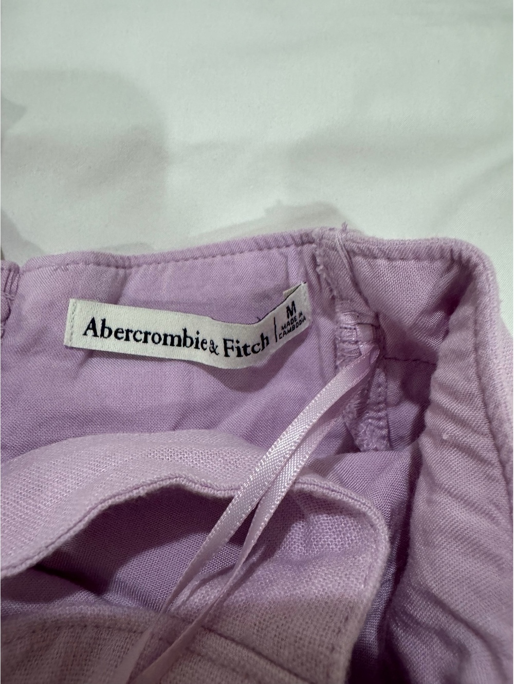 Abercrombie & Fitch Linen Blend Halter Mini Dress Pastel Purple Lilac Medium - Picture 5 of 8